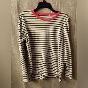 Boden Long Sleeve Breton Top Stripes Ahead- Size 10-green stripes-EUC!!